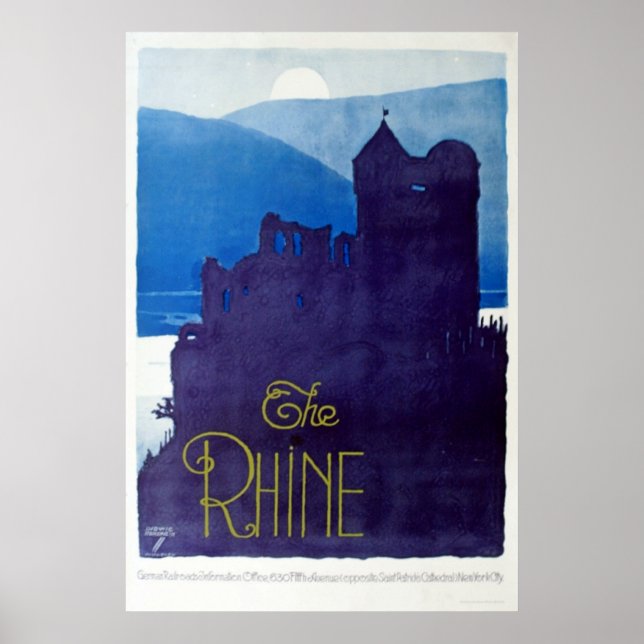 Póster El Rin | Cartel de viaje de la antigua Alemania (Frente)
