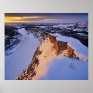 Póster El río Little Missouri en invierno en