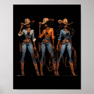 Póster El Rodeo Occidental Melanin Negro De La Novedosa D