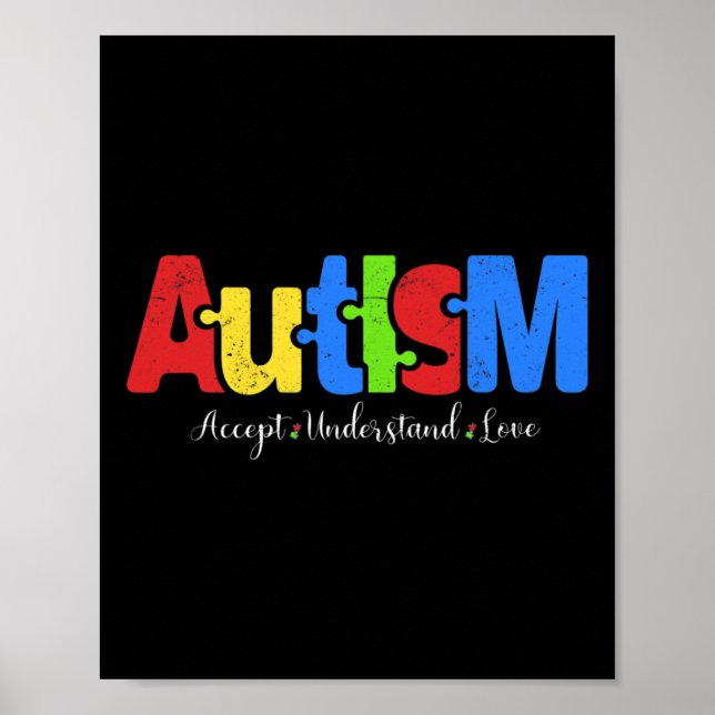 Póster El rompecabezas del autismo acepta entender el amo (Frente)