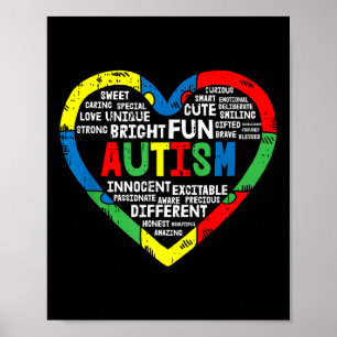 Póster El rompecabezas del corazón Autismo Conciencia Div