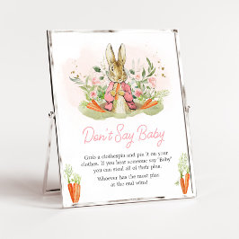 Póster El rosado Peter Rabbit Baby Shower no dice bebé