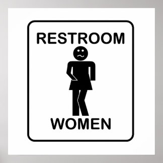Póster El Rótulo de baño de mujeres divertidas