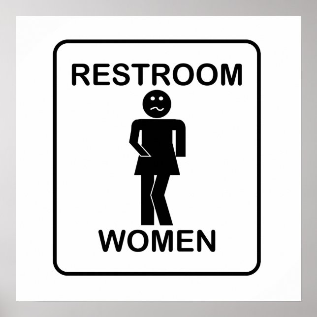 Póster El Rótulo de baño de mujeres divertidas (Frente)