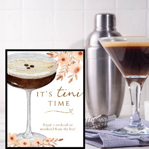 Póster El Rótulo de bar Espresso Martini con flores de Tr