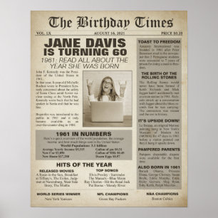 Póster El Rótulo del Cumpleaños Times 1961 por 60 años