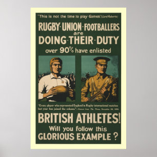 Póster El rugbi británico, futbolistas pide deber