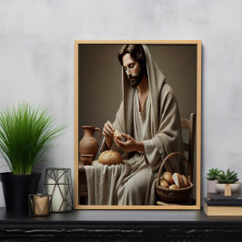 Póster El sagrado acto de Jesús rompiendo el pan