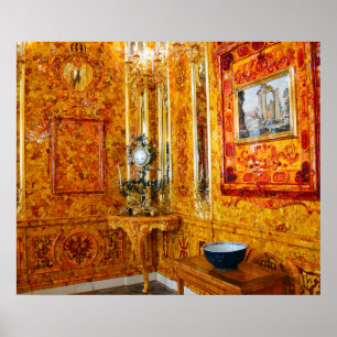 Póster El salón ámbar en el Palacio de Catherine, Rusia