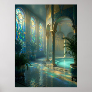 Póster El Salón de Baño Iluminado por el Sol