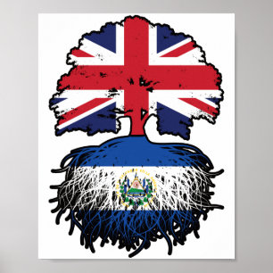 Póster El Salvador Bandera de raíces británicas salvadore