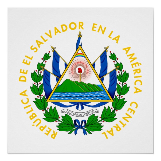 Póster El Salvador country coat arms symbol emblem flag (Anverso)