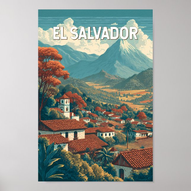 Póster El Salvador Illustration Travel Art Vintage (Frente)