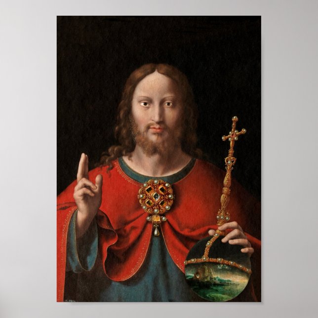 Póster El salvador Mundi con personal judío y orb (Frente)