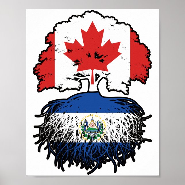 Póster El Salvador Raíces de árbol canadiense salvadoreño (Frente)