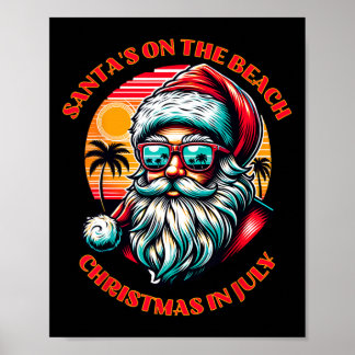 Póster El Santa está en la playa. Navidad en julio. 