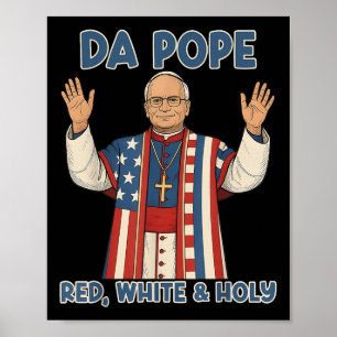 Póster El Santo Da Blanco Rojo Papa De América Chicago Po