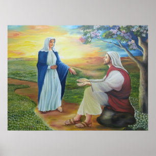 Póster El Santo Rosario: María y Jesús en el Jardín 