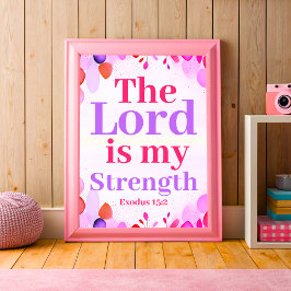 Póster El Señor es mi fuerza Boho Christian Teen Chica