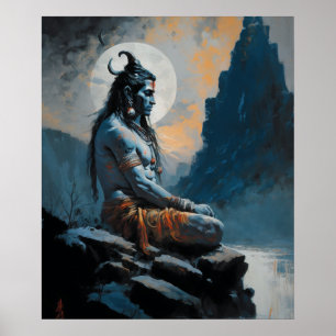 Póster El Señor shiva medita, el calentamiento de la casa