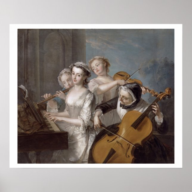 Póster El sentido de la audición, c.1744-7 (aceite sobre  (Frente)