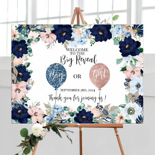 Póster El sexo del bebé revela el signo de las flores azu
