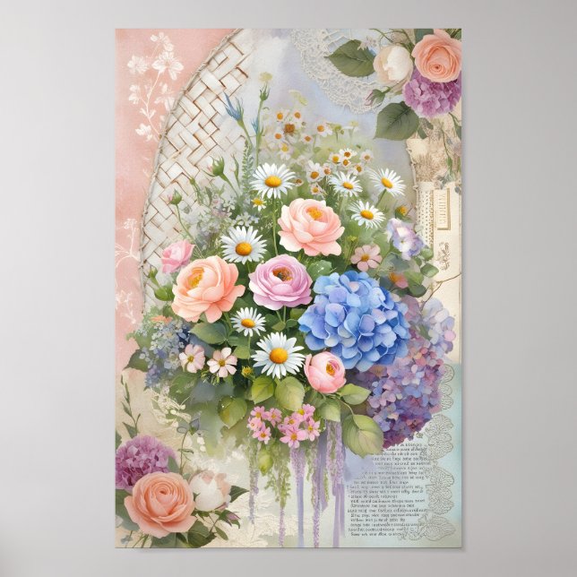 Póster El Shabby Chic Decoupage Cottage Garden Art (Frente)