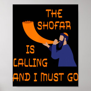 Póster El Shofar está llamando y debo ir Año Nuevo Judío 