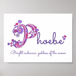 Póster El significado del nombre Phoebe con inicial P y a