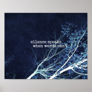 Póster el silencio habla de cita motivadora poster en azu