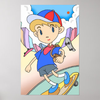 Póster El skater acelera por las calles de la ciudad.