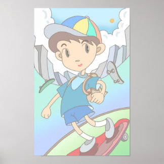 Póster El skater acelera por las calles de la ciudad.