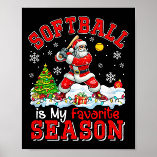 Póster El Softball Es Christm Jugador De Disfraces De Tem