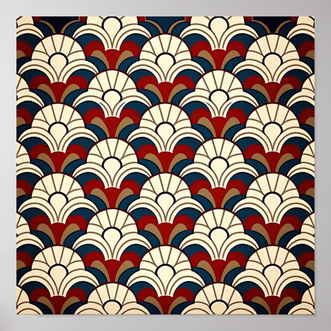 Póster El sol blanco se eleva sobre el patrón abstracto d (Frente)