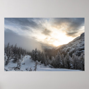 Póster El sol brilla en un impresionante paisaje invernal