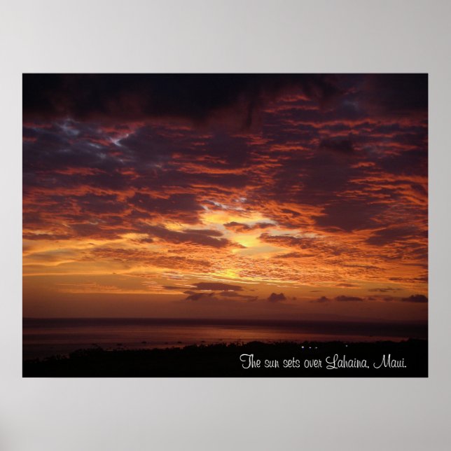 Póster El sol se pone sobre Lahaina, Maui (Frente)