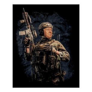 Póster El soldado militar Trump está listo para patear a 