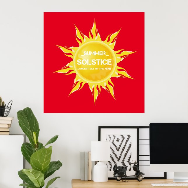 Póster El solsticio rojo de verano es el día más largo de (Oficina en casa)