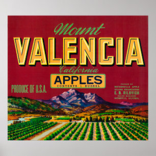 Póster El soporte Valencia Apple etiqueta - Watsonville,