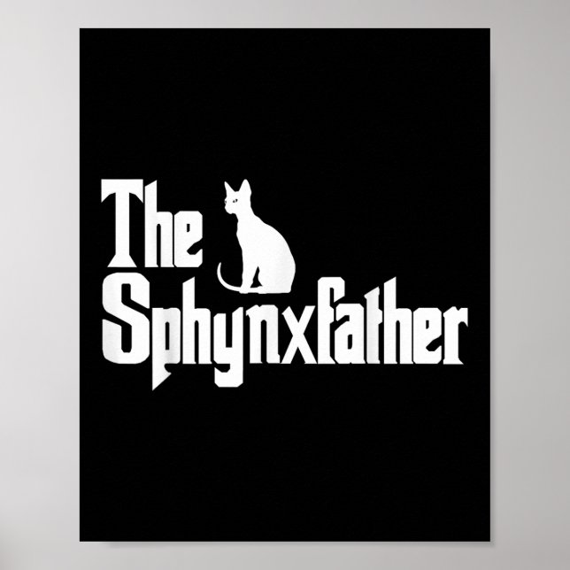 Póster El Sphynxfather Funny Cat Dad Shirt Men Sphynx Lo (Frente)