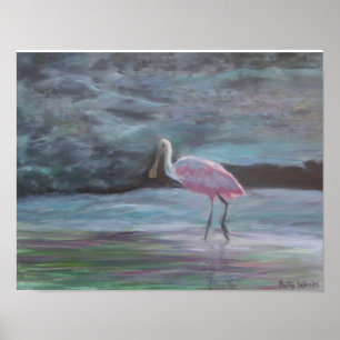 Póster El Spoonbill Florida-Rosado REAL