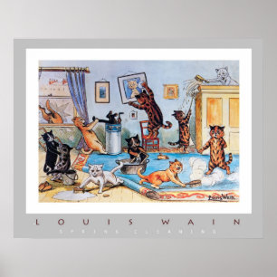 Póster El Spring Cleaning de Louis Wain (1860-1939)