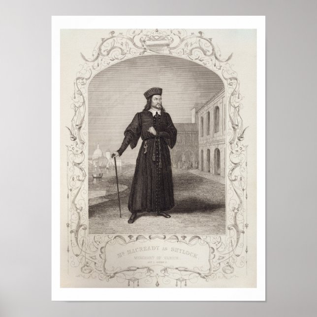 Póster El Sr. Macready como Shylock, Acto I Escena 3, en  (Frente)