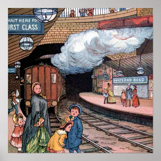 Póster "El subterráneo, Londres" Ilustracion de época (Frente)