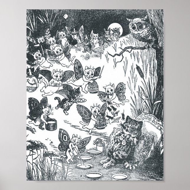 Póster El sueño de Kitty de la Fairyland, Louis Wain (Frente)