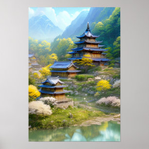 Póster El sueño de un amante de la naturaleza, un pueblo 