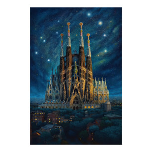 Póster El sueño estrellado de Gaudí   Barcelona Sagrada F