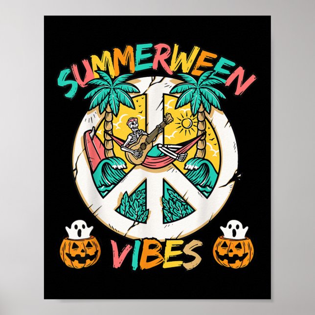 Póster El Summerween Skeleton Chill Out At The Beach With (Frente)