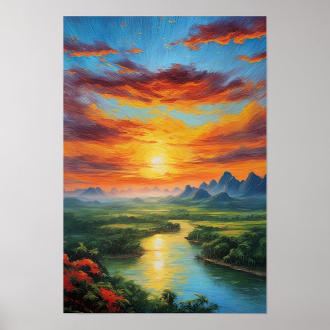 Póster El sunset de Crimson cautivador (Frente)