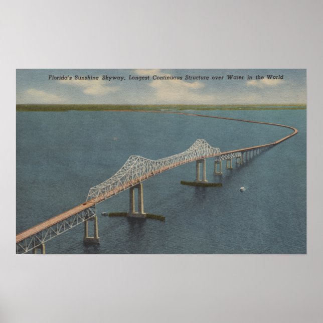 Póster El Sunshine Skyway Bridge en Florida (Frente)